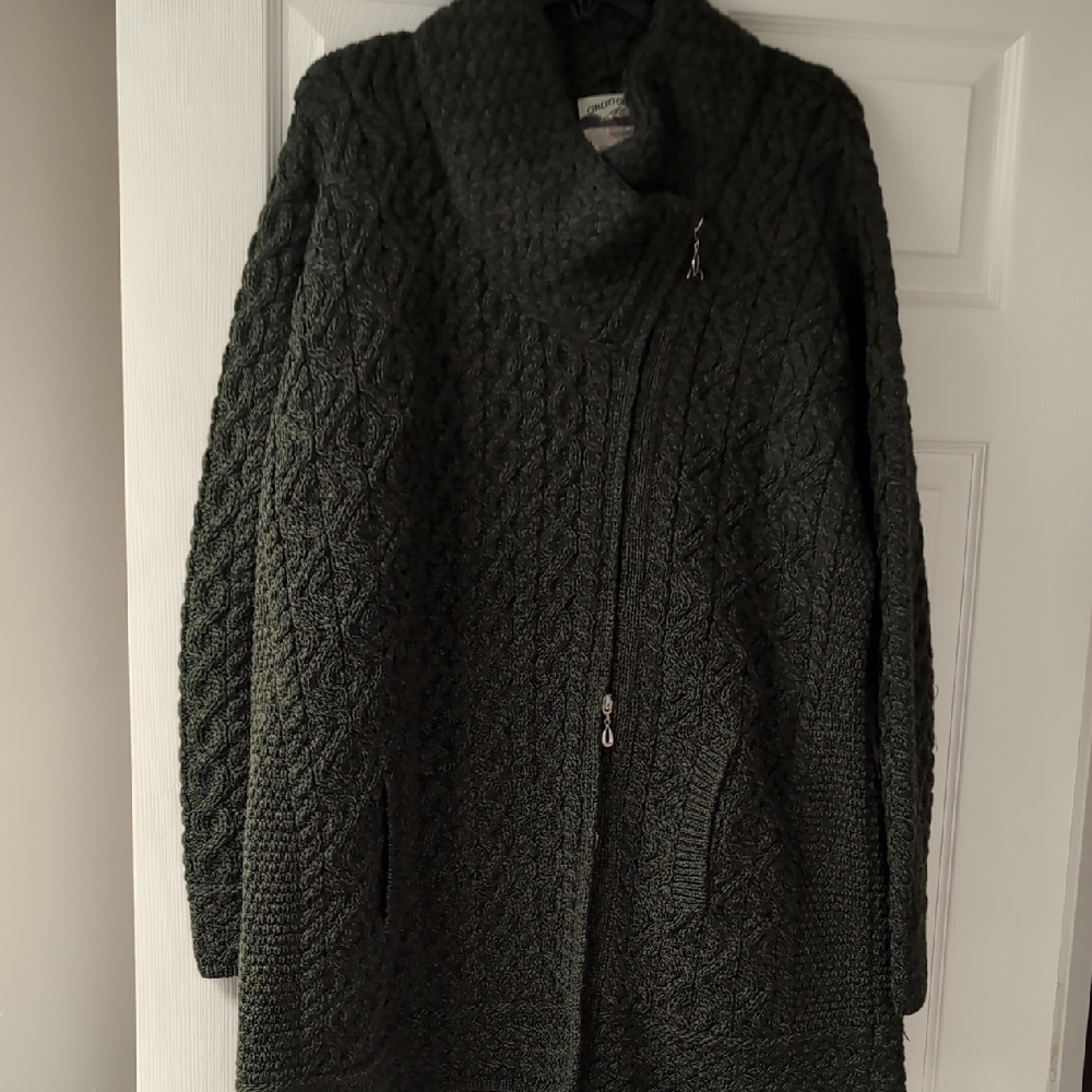 Aran Crafts Forest Green Cowl Neck Sweater